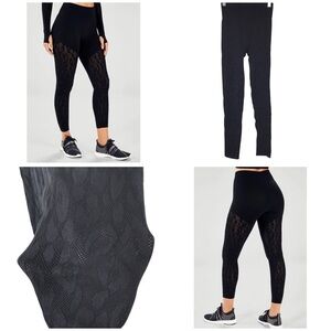 Fabletics Black MidRise SculptKnit Leopard 7/8 Leggings SIZE XSMALL